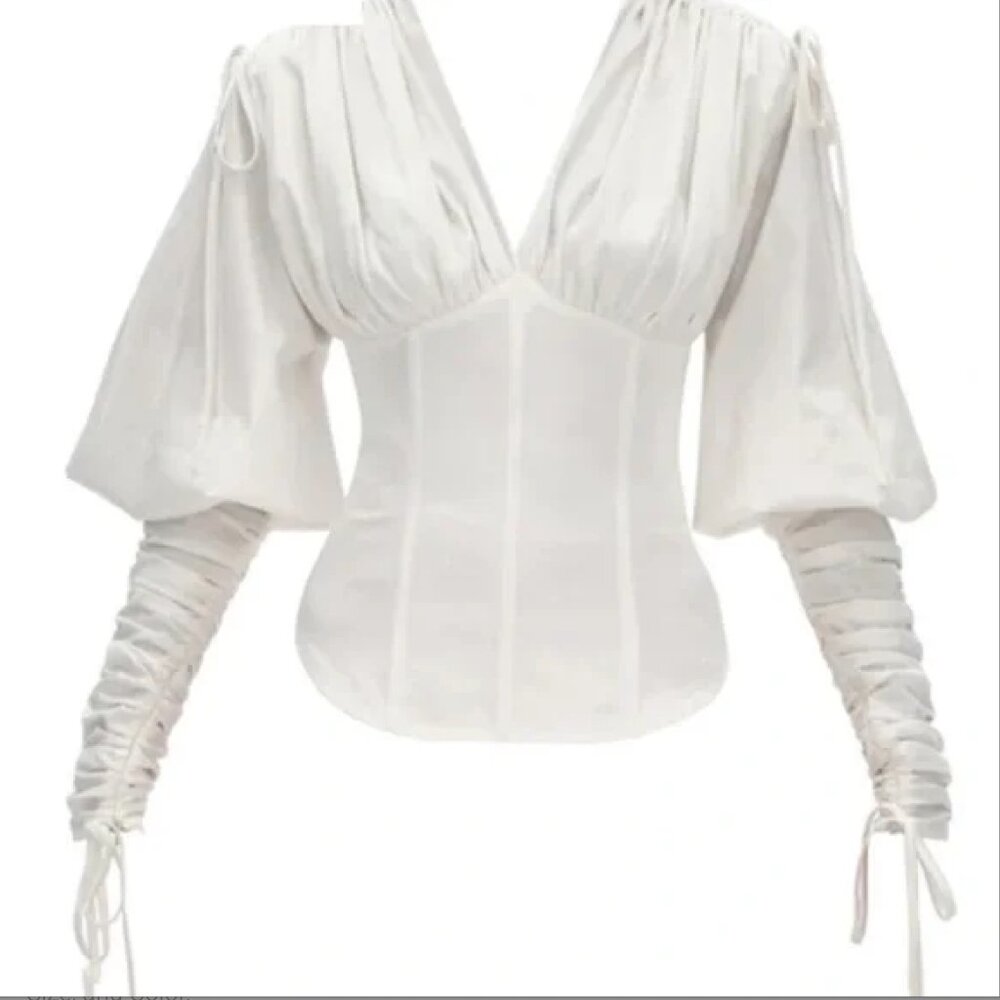 Andrea Lyamah Tula Corset White Top Blouse Size Large Like New!
